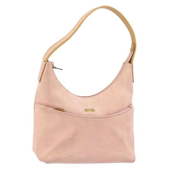 GUCCI Hand Bag Suede Pink Gold
